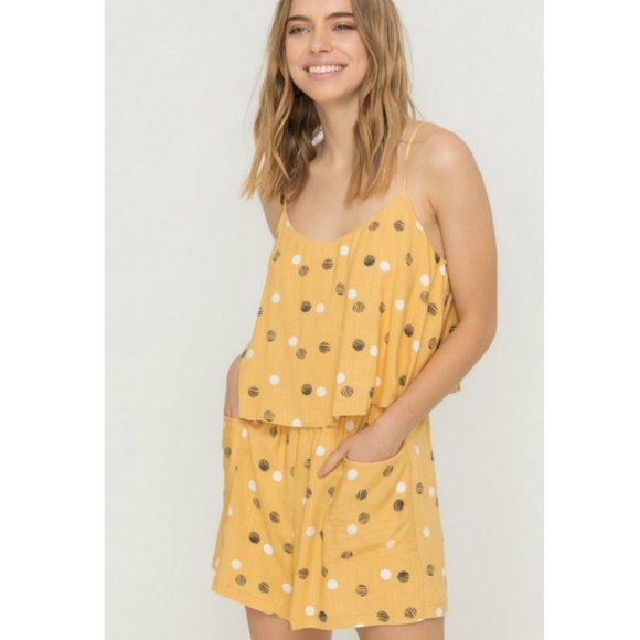 All in Favor Pants - ALL IN FAVOR Dots Yellow Romper